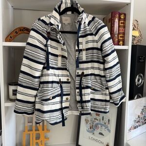 LOFT Navy and White Striped Jacket